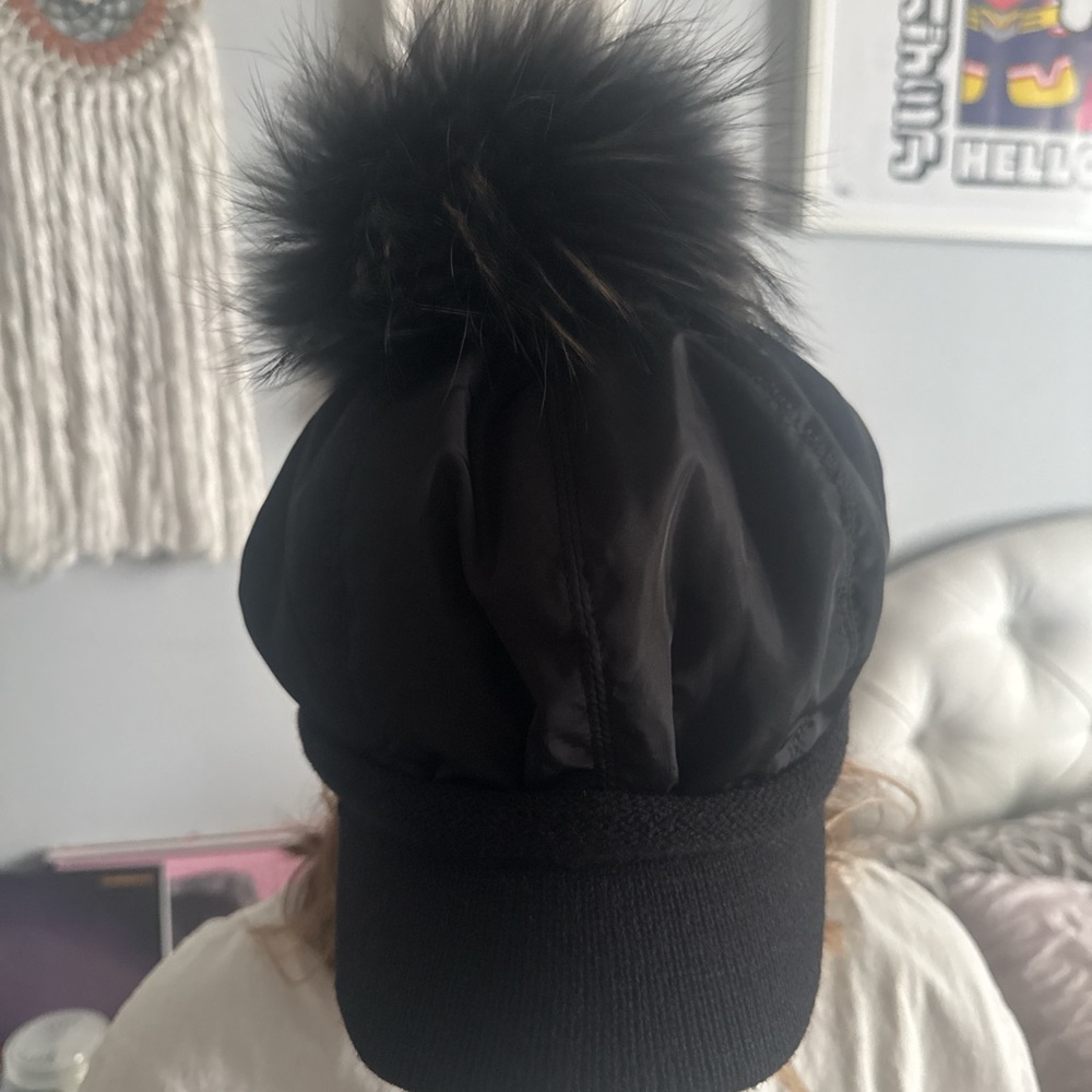 Black Pom-Pom Cap